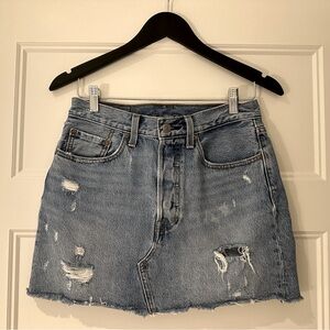 Levi’s Size 27 Distressed Deconstructed Denim Mini Skirt